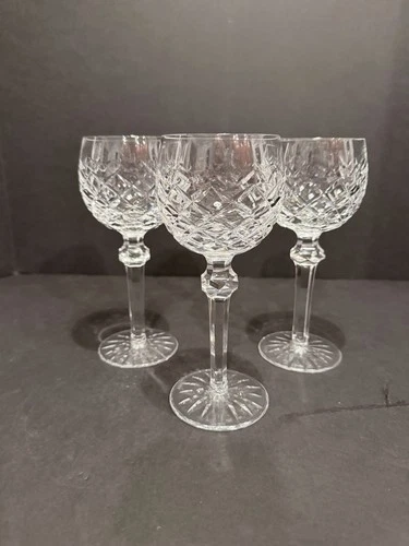 Waterford Crystal POWERSCOURT Vintage Wine Hock Glasses 7 3/8" Set of 3
