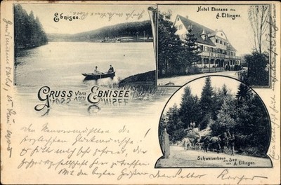 Postcard Kaisersbach BW, Ebnisee, Hotel A. Ellinger, Schweizerhaus am See - 10078183
