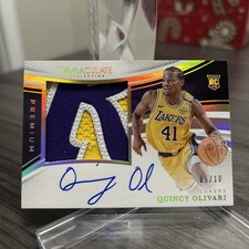 QUINCY OLIVARI 2024-25 PANINI IMMACULATE ROOKIE PREMIUM PATCH AUTO GOLD RC /10