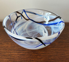 Kosta Boda Contrast White Swedish Art Glass Bowl Medium Designed by Anna Ehrner