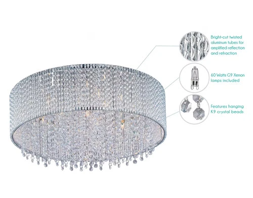 ET2 E23133-10PC Spiral 7-Light Xenon Flush Mount in Polished Chrome - Picture 1 of 2