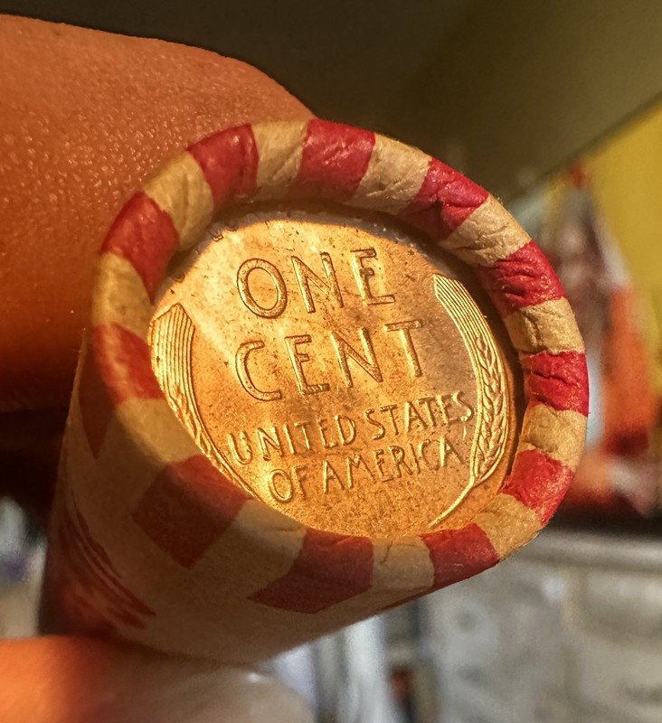 Full Roll Of Wheat Pennies With BU End Coin