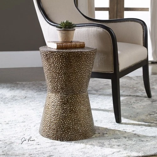 Cutler - 19.88 inch Drum Shaped Accent Table - 13.5 inches wide by 13.5 inches - Picture 3 of 6