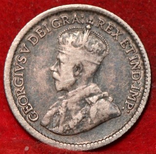 1915 Canada 5 Cents Silver Foreign Coin