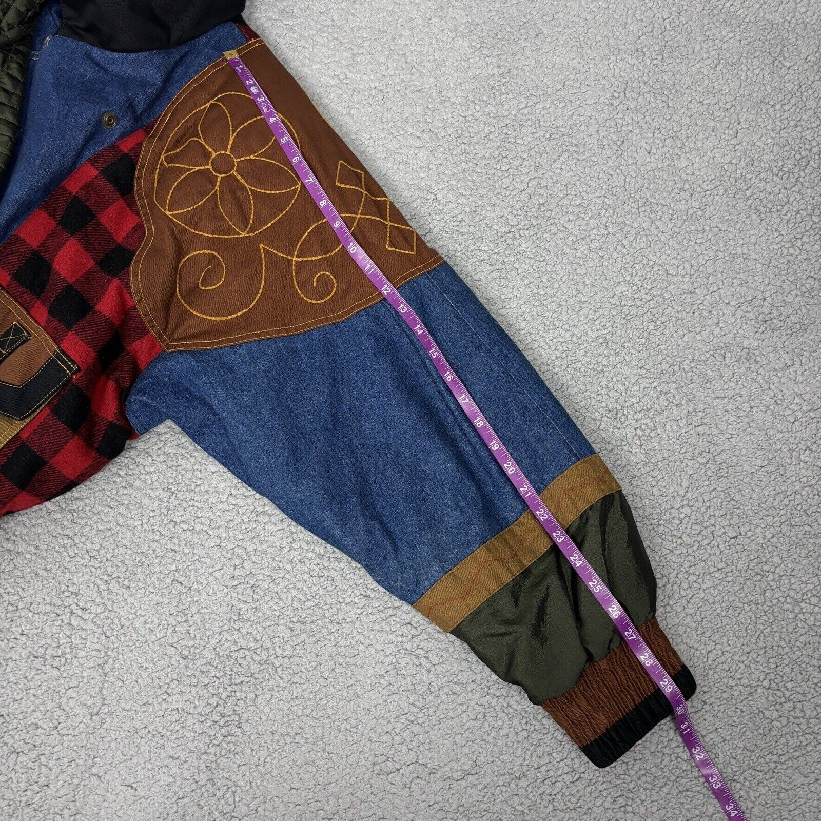 Gallery Patchwork Jacket Men's Medium Plaid Denim… - image 23