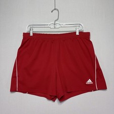 VTG 2006 Adidas Gym Shorts - Red / White Striped Joggers - Super Short - LARGE