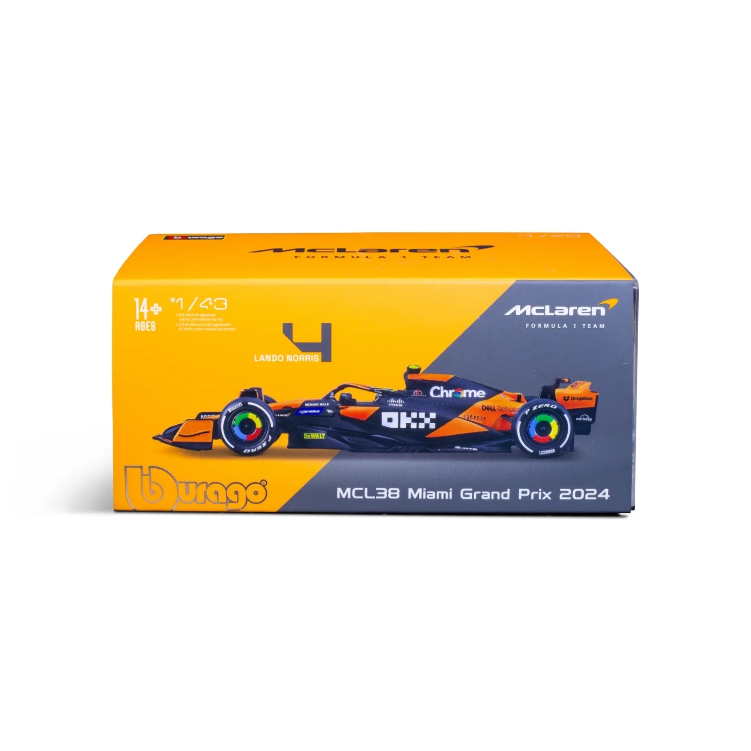 BURAGO 1:43 1:43 F1 MCLAREN MCL38 2024 WITH HELMET NORRIS B18-38215N