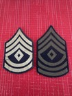 WW II US ARMY USAAF PAIR FIRST SERGEANT EMBROIDERED OD BLACK WOOL SHOULDER PATCH — photo 1