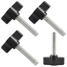 4 Pcs 1/4-20 x 1-1/4" Thumb Screws Stainless Steel with Black Aluminum Knob