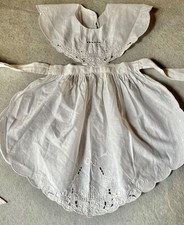 Girls Pinafore Apron Size 7 Cotton Lace Cutouts  Scalloped Edges Vintage Gift