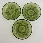 3 Vintage Early American Prescut Glass Avocado Green Smooth Rim Bowl 5.5"
