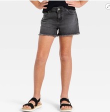 Girls' Mid-Rise Cutoff Jean Shorts - Cat Jack Black Brand New Adjustable Waist