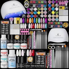PEACECOLOR Acrylic Nail Kit Full Set   UV Lamp Powder Decorations and Tools