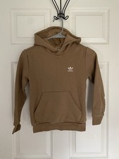Kids Adidas Tan Hoodie Kangaroo Pocket XS 7-8 Athletic Sweatshirt Youth Sports