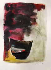 Original Watercolor Tea Bowl Beverage Expressionism