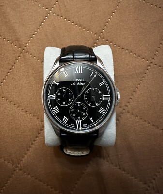 FOSSIL Orologio Uomo FS5801, Cronografo Analogico Al Quarzo, Cassa 44mm In Acciaio, Quadrante Nero, Cinturino In Acciaio Argento
