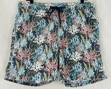 Tailor Vintage Men s L Blue Board Shorts Swim Trunks Coral Print w Mesh Lining