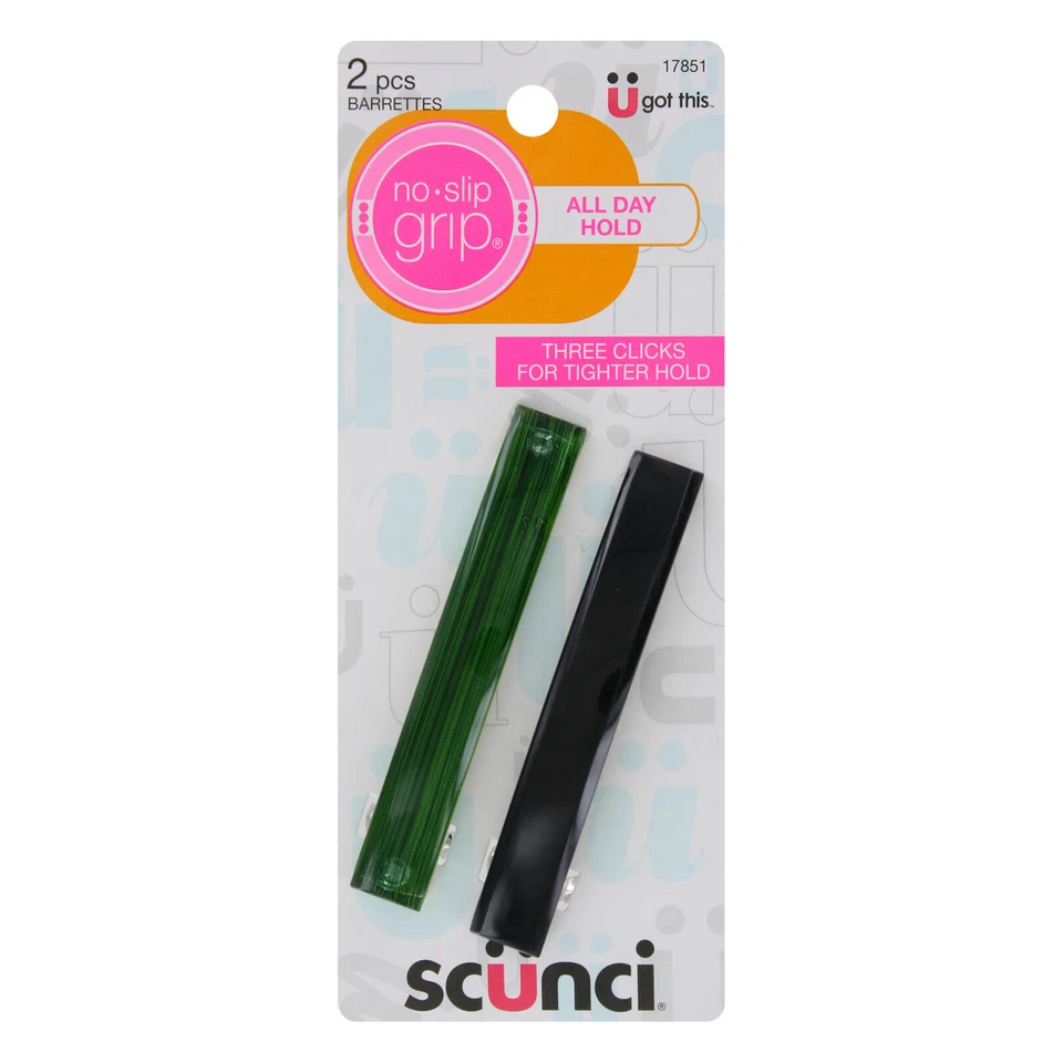 Scunci No-Slip Grip Auto Clasp Barrettes, 2-Count (Colors May Vary) - Image 2 of 2