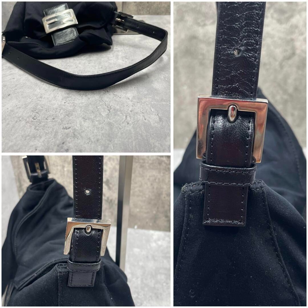 FENDI Black Jersey Mamma Baguette Shoulder Bag Used Ship From