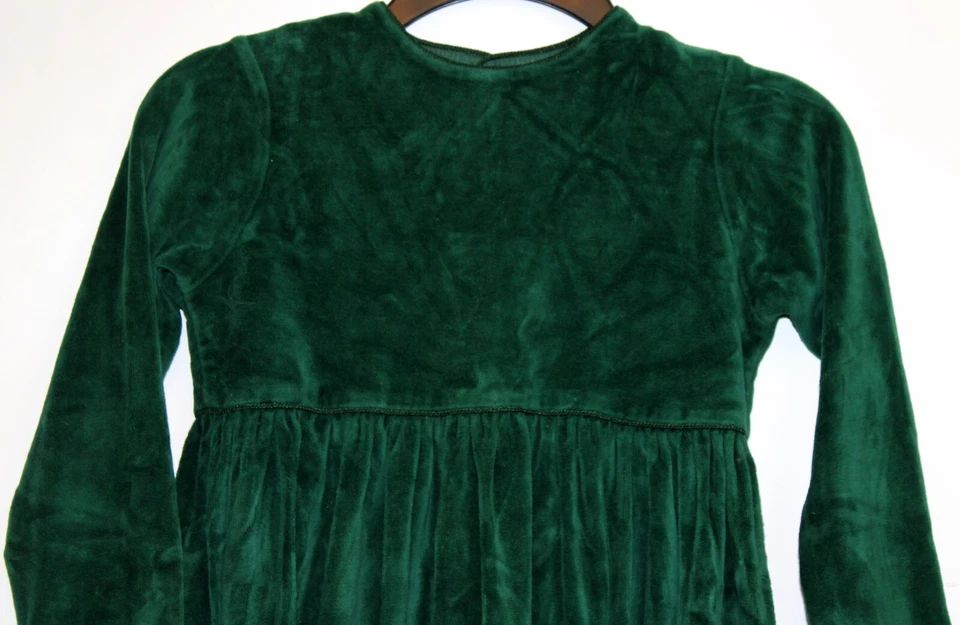 Kelly's Kids Green Velvet Dress sz 6X Lined Button SImple Formal Picture Holiday - Image 2 of 4
