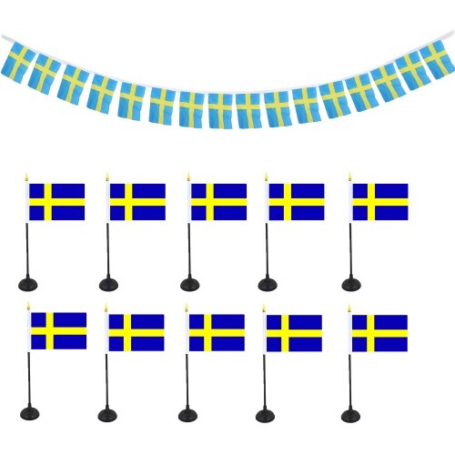 Sonia Originelli FANSET EM Fußball "Schweden" Girlande Handflaggen Tischhalter - Bild 1 von 1
