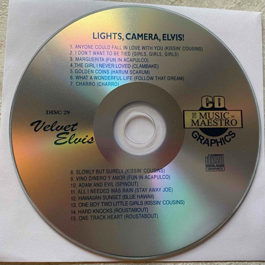 ELVIS PRESLEY KARAOKE CDG DISCS LIGHTS, CAMERA, ELVIS! VOL 29 MUSIC