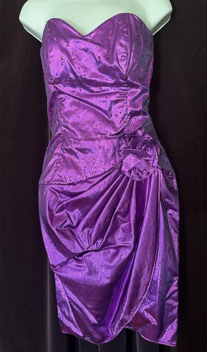 Jessica McClintock Gunne Sax Strapless Metallic Vtg Purple Dress 7/8 Small  Y2K | eBay