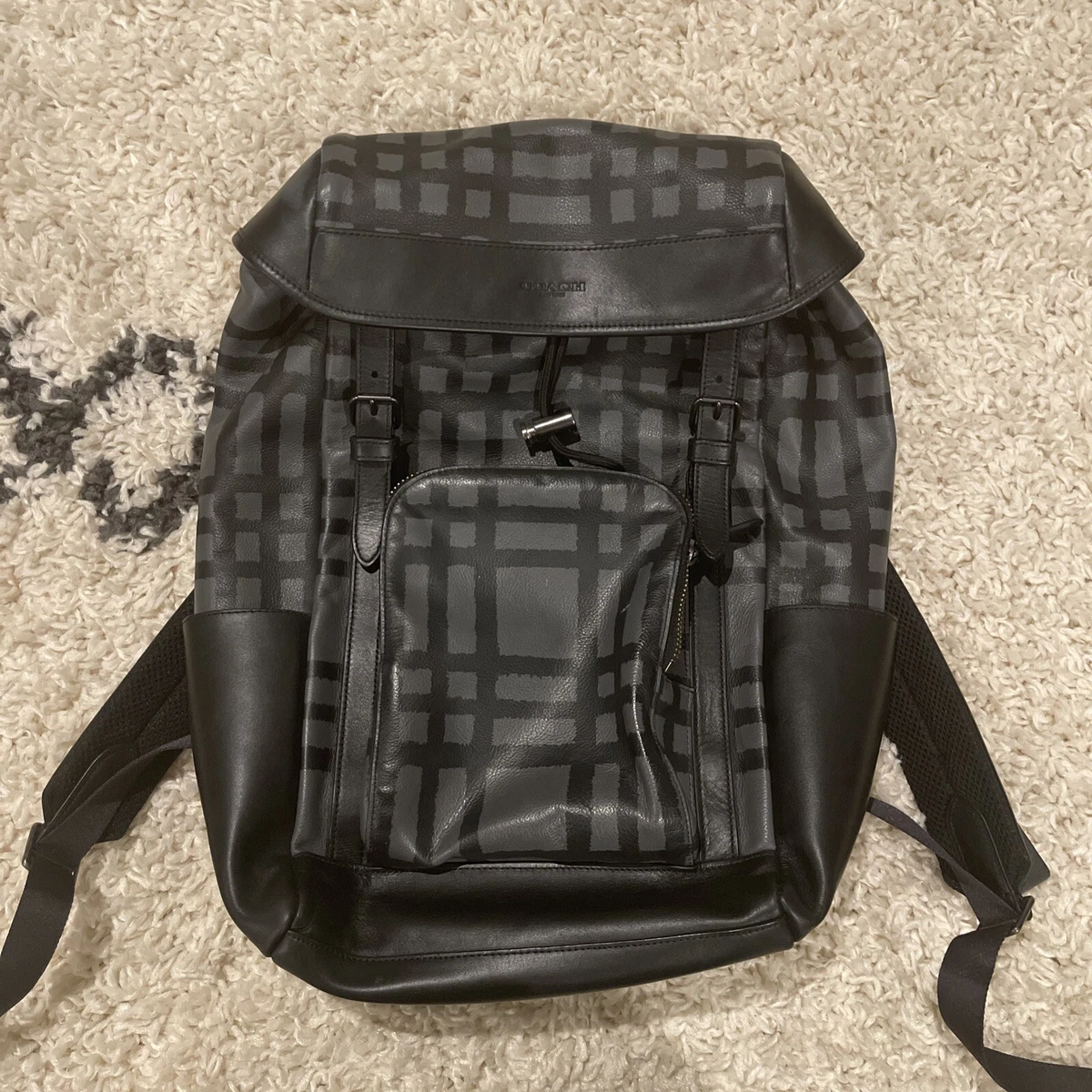 Coach plaid backpack hot sale