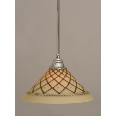 Toltec Lighting Stem Pendant, Chocolate Icing Crystal Glass Shade - 26-CH-718