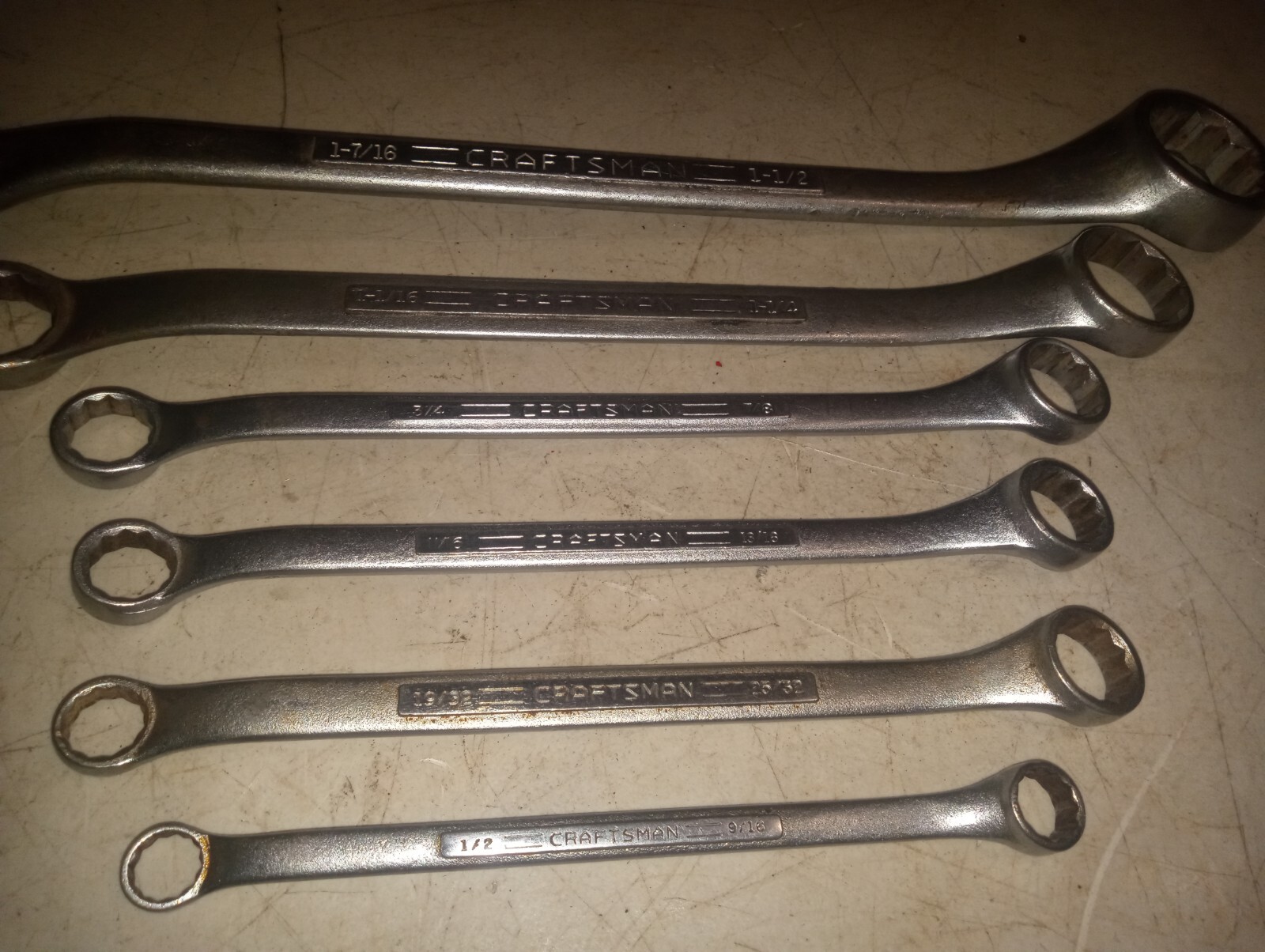 (6) Craftsman Double Box End Wrenches SAE 1 1/2" 1/2" Offset =V= SET
