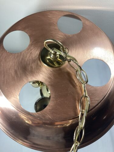 Vintage Underwriters Laboratories Copper & Brass Hanging Chandelier Not Tested - Picture 3 of 24