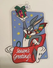 VINTAGE 90’s LOONEY TUNES Season’s Greeting Bugs Bunny Window Suction Cup Hanger