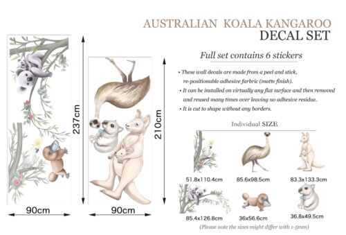 Australian Animals Koala Kangaroo Wall Fabric Decal Set Sticker Baby Room Decor - Picture 6 of 6