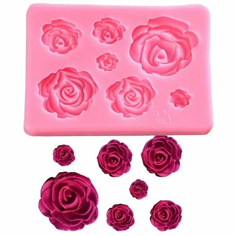 1pc Rose Flower Silicone Molds Pink Flowers Candle Mold Soap