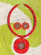 African Speckled Necklace  Earrings Set Maasai Masai Massai ethnic boho jsss11