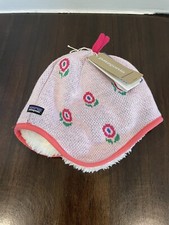 Patagonia Baby Infant Reversible Beanie Happy Flower Seafan Pink Sz 3-6m NWT