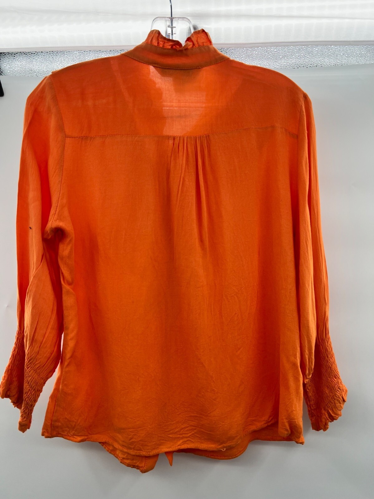 Davi & Dani Women's Button Up Ruffle 3/4 Sleeve Top Orange Size Medium