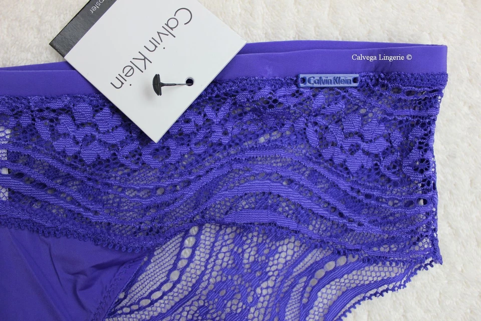 Pantalones Cortos Hipster Calvin Klein F3800 "Infinite" Nylon Encaje Púrpura, Índigo, S Nuevos con Etiquetas Foto 2 de 4