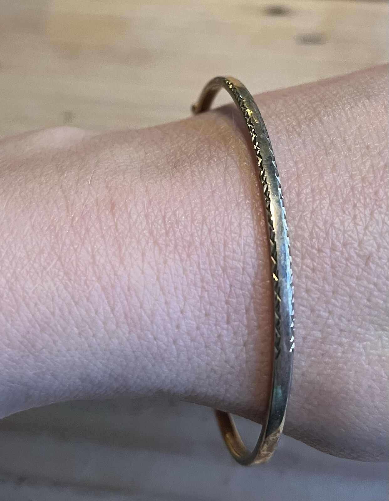 Vintage 9ct 375 Gold Hallmarked Bangle Bracelet 3.55g Genuine Non-Scrap Jewelry-image