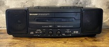 Sharp WQ CD55 CD Player Dual Cassette Player AM/FM Radio Boom Box  As-Is READ