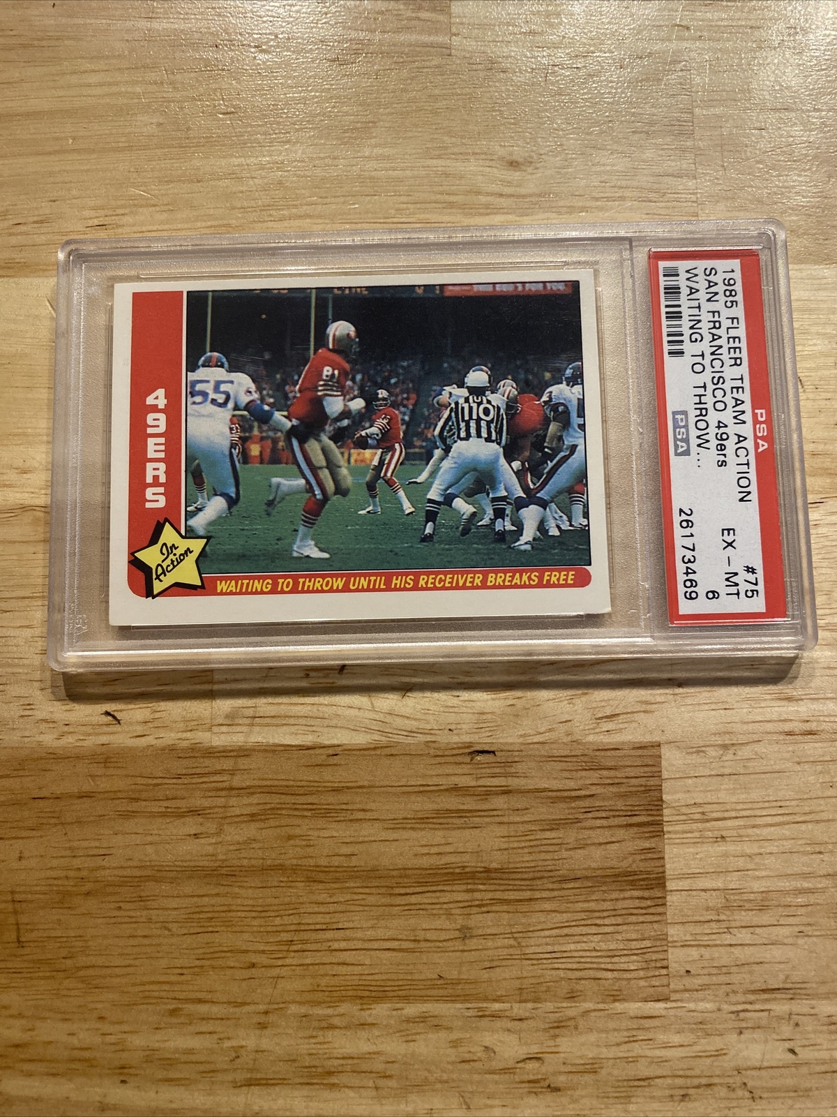 Joe Montana PSA 6 Fleer NFL 1985 Vintage San Francisco 49ers Football Card HOF view 2