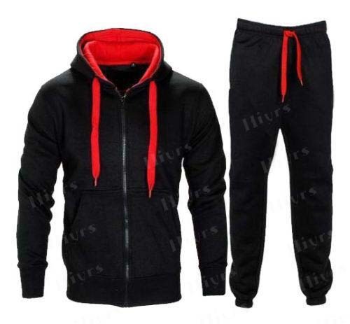 Mens tracksuit Set Fleece Hoodie Top Bottom lot Joggers Gym Contrast Jogging New - Picture 5 of 10