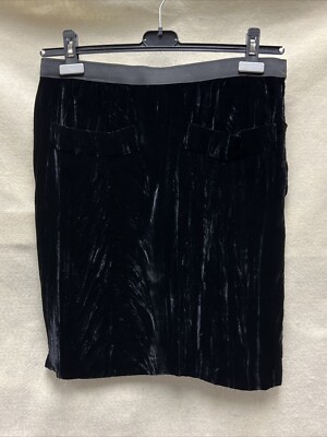 Vintage Yves Saint Laurent Skirt Size 38 Black Crushed Velvet Pencil Skirt 