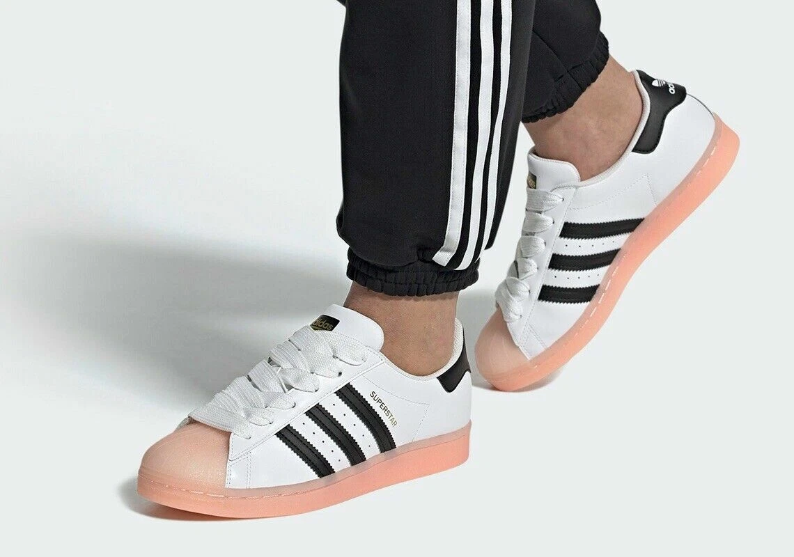 Adidas Women&#039;s Size 7 White Black Clear Coral GOLD FW3553 | eBay