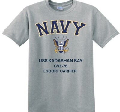 USS KADASHAN BAY CVE-76*E. CARRIER*NAVY EAGLE*SHIRT. OFFICIALLY LICENSED