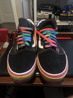 VANS Stacked Old Skool Platform Sneaker Rainbow Glitter sz Shoe