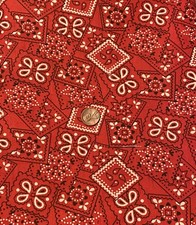 1/4 Yard 9 x42 Red Bandana Cotton Quilt Fabric