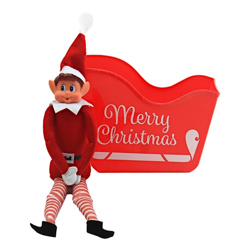 Estatuilla de acento decorativo de vacaciones de Navidad Elf and Sleigh - 16 pulgadas de alto - Imagen 3 de 5
