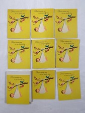 Lot of 9 New Vintage 1960s Birth Announcement Blank Cards w/Envelopes 13