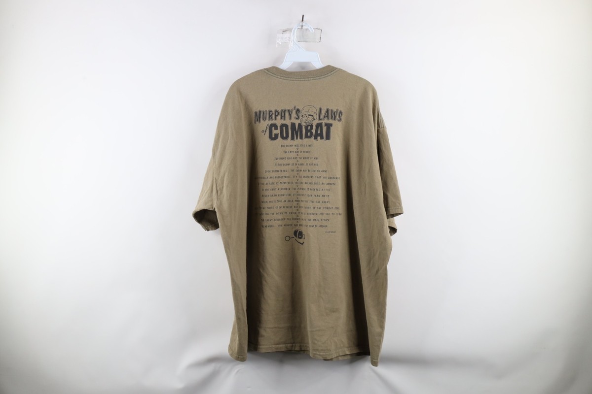 Vintage Mens 2XL XXL Faded Military Murphys Laws of Combat T-Shirt